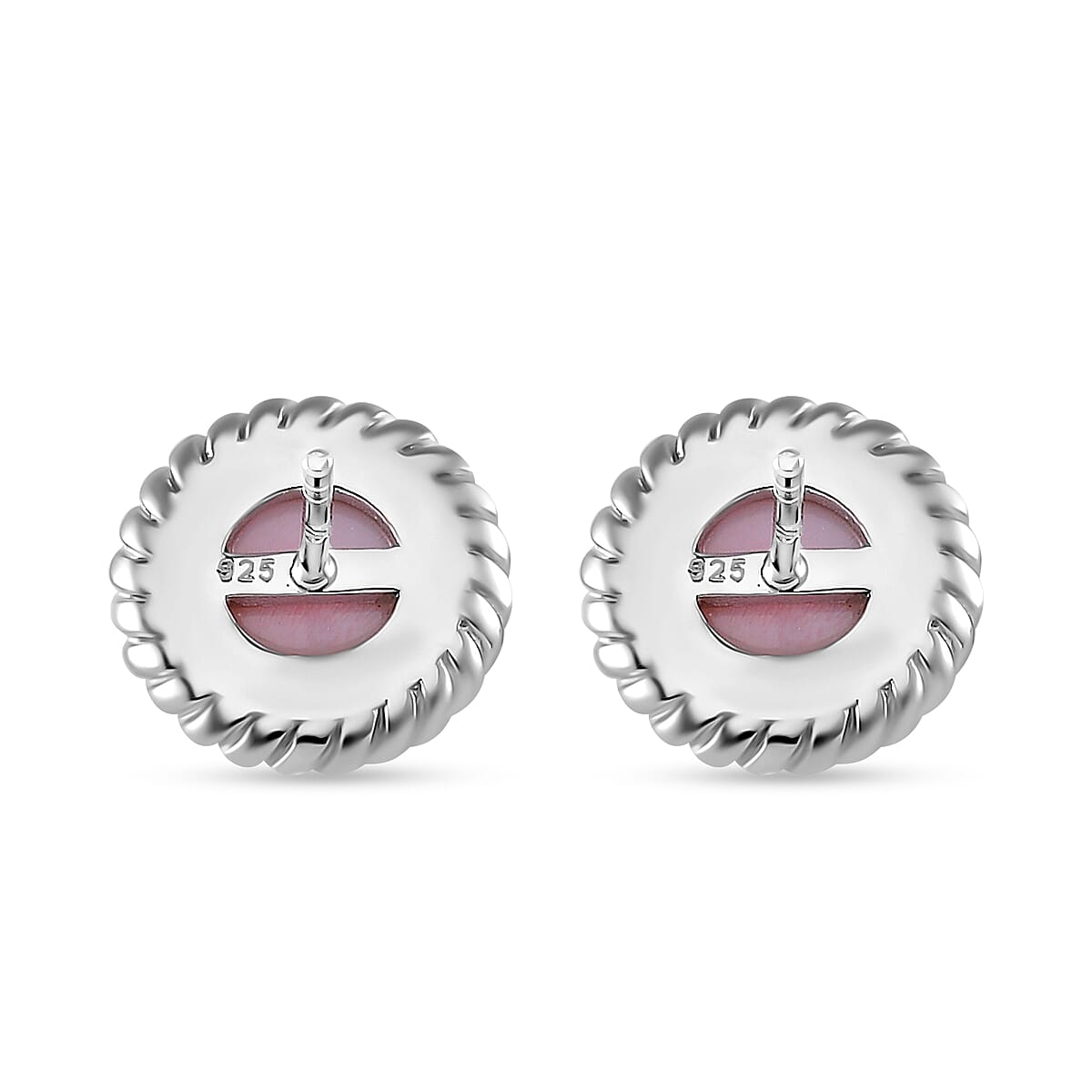 Queen Conch Shell  Solitaire Stud Push Post Earring in Rhodium Overlay Sterling Silver 4.00 ct