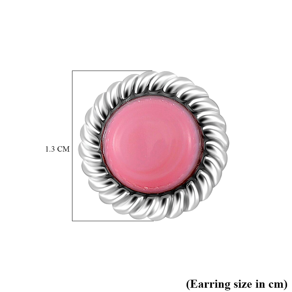 Queen Conch Shell  Solitaire Stud Push Post Earring in Rhodium Overlay Sterling Silver 4.00 ct