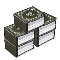 Patterned Storage Box (Size 51x43x22 cm) - Olive Green & Navy