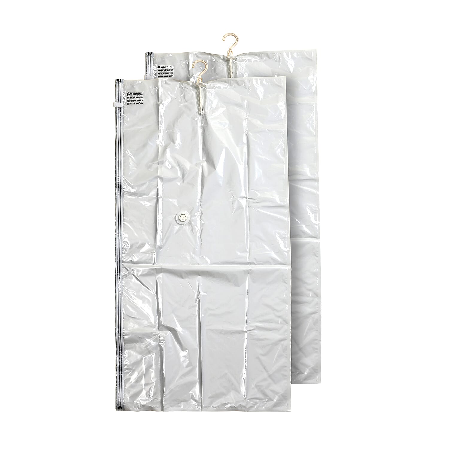 Set of 2 Hanging Vacuum Storage Bags (Size 135x70x38 cm) - White & Transparent