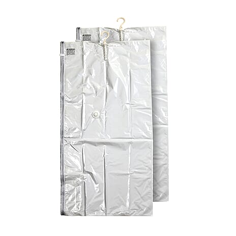 Set of 2 Hanging Vacuum Storage Bags (Size 135x70x38 cm) - White & Transparent