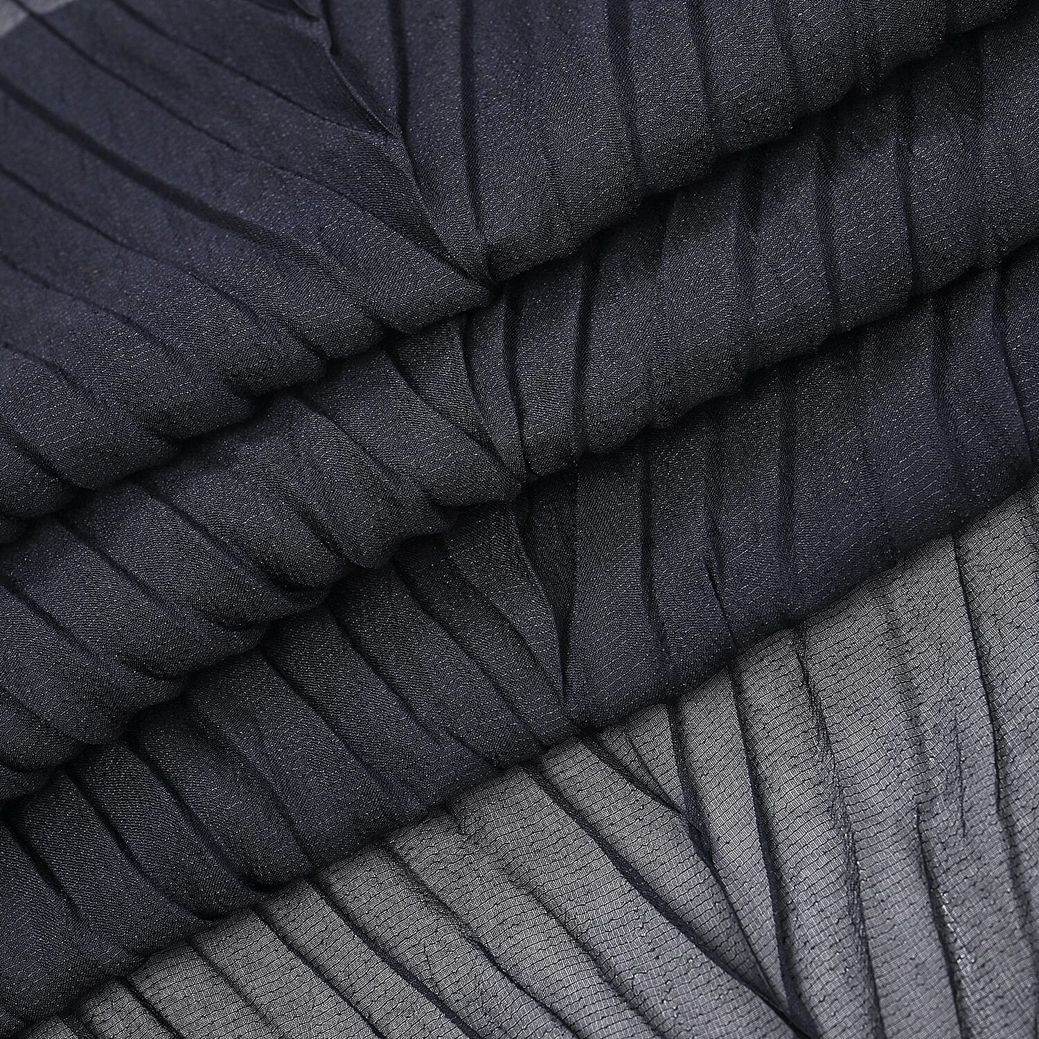 Closeout Deal Ruffled Deaded Scarf with Glass Pearl (Size 180x53) - Navy