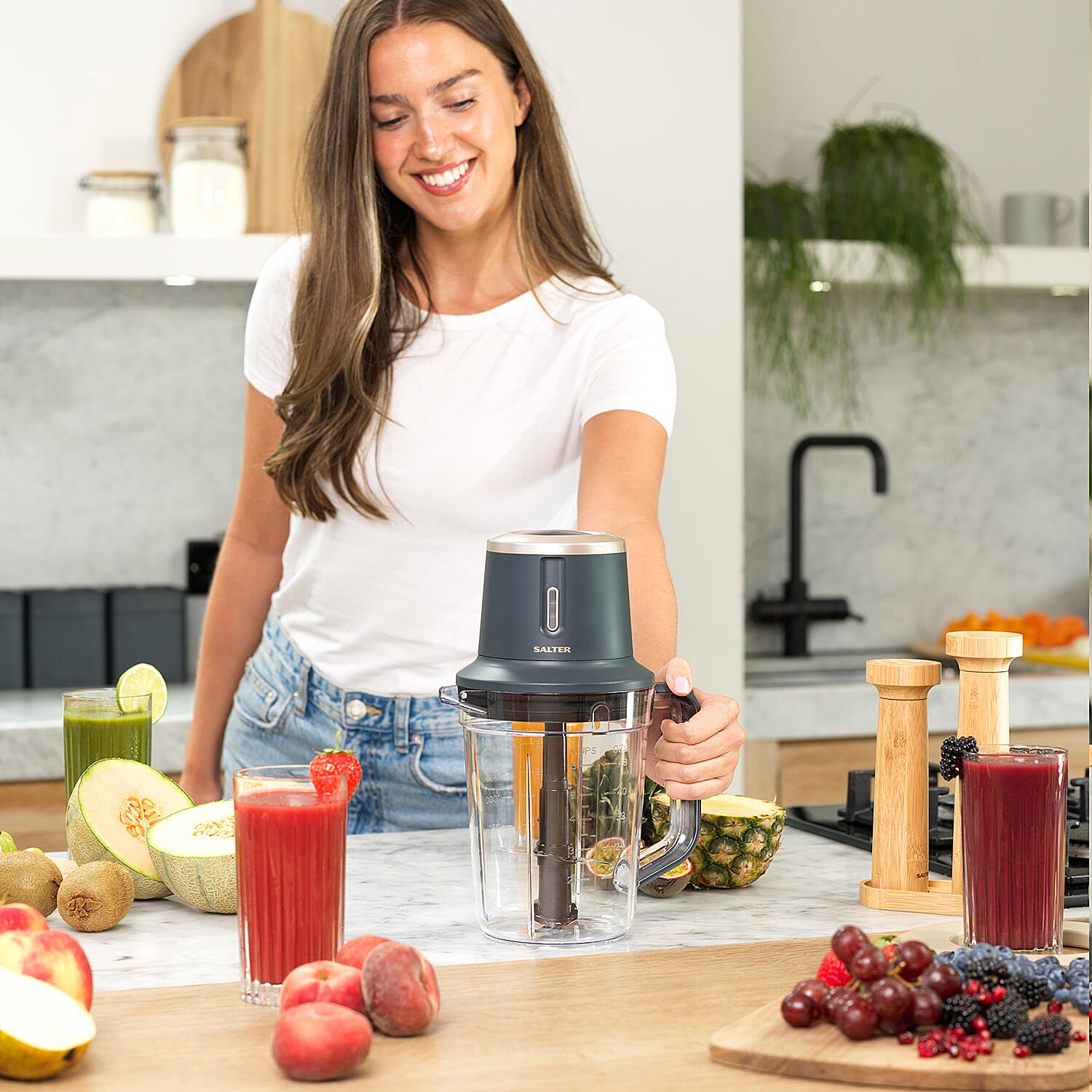 SALTER Cordless Food Processor and Blender - Grey