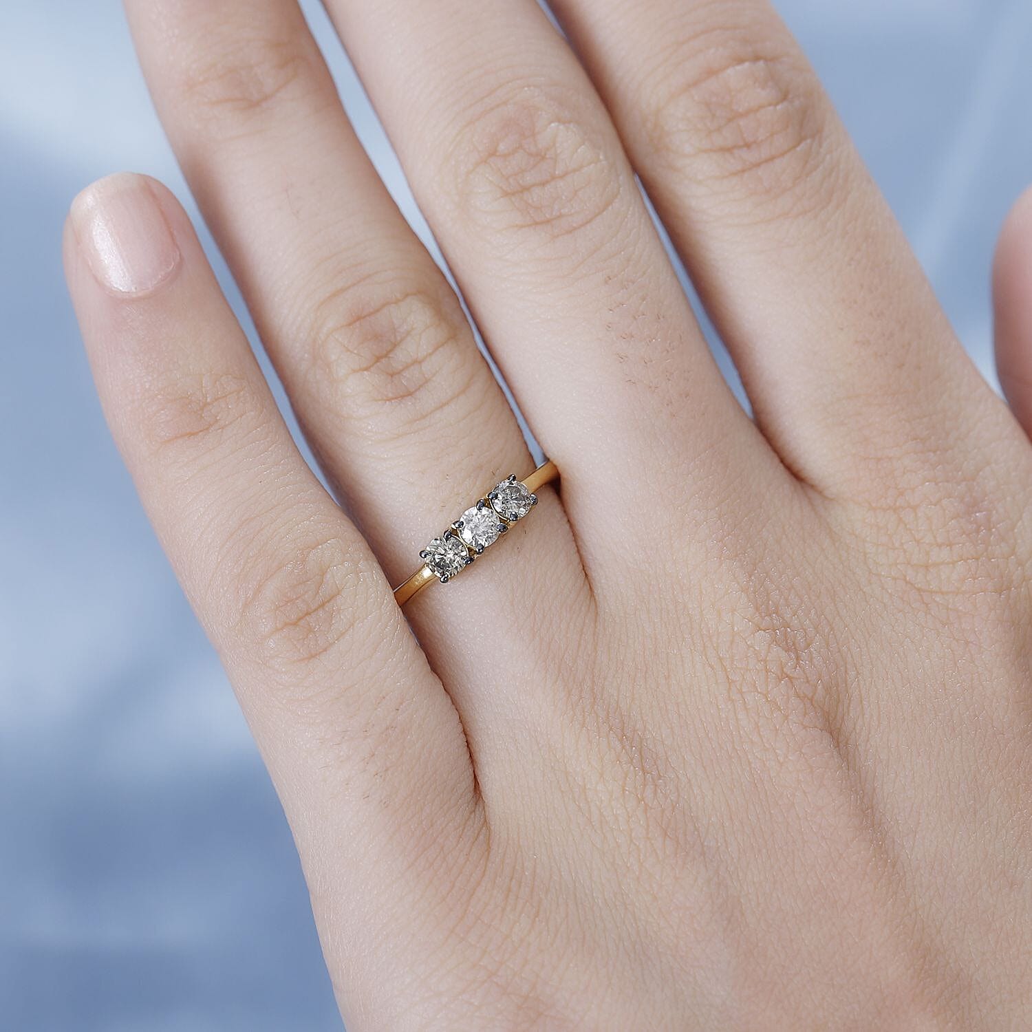 Natural Champagne Diamond Ring in 18K YG Vermeil Sterling Silver 0.50 Ct