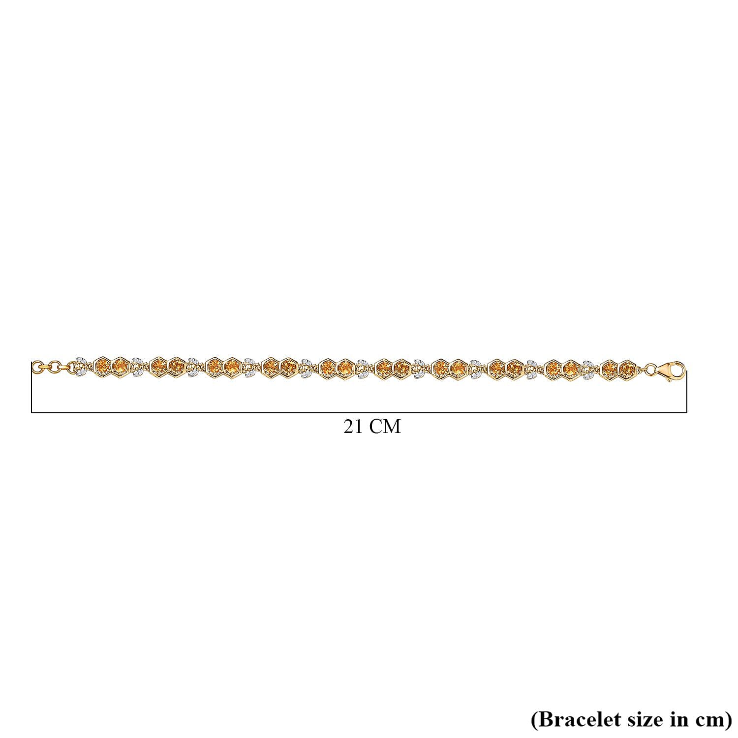 GP HoneyComb Collection - Citrine & Natural Zircon Bracelet (Size - 8) in 18K YG Vermeil Plated Sterling Silver 5.43 Ct.