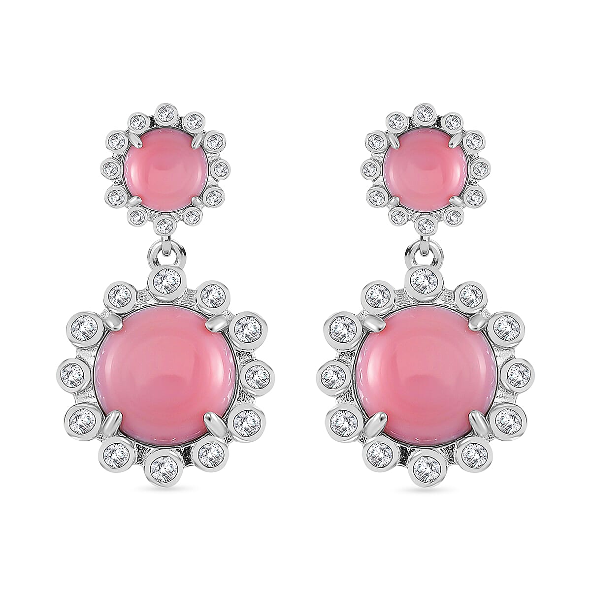 Queen Conch Shell, White Zircon Solitaire Stud Push Post Earring in Rhodium Overlay Sterling Silver 11.22 Ct.