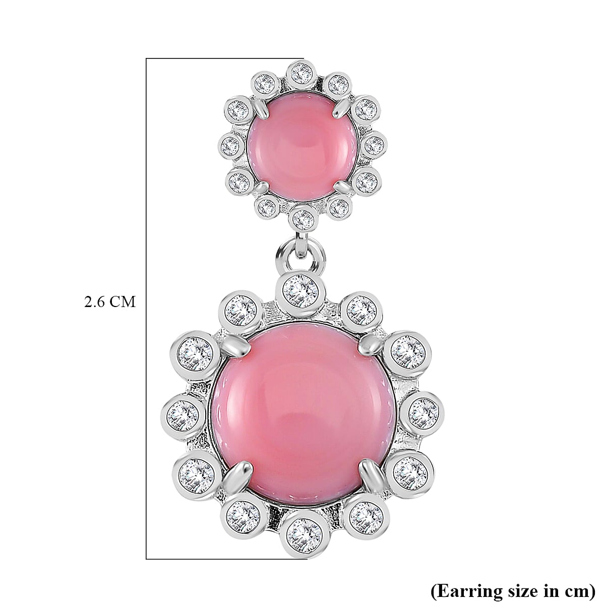 Queen Conch Shell, White Zircon Solitaire Stud Push Post Earring in Rhodium Overlay Sterling Silver 11.22 Ct.