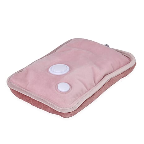 Electric Hot Water Bottle with Soft Plush Cover - Pink