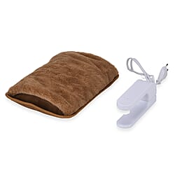 Electric Hot Water Bottle with Soft Plush Cover - Pink