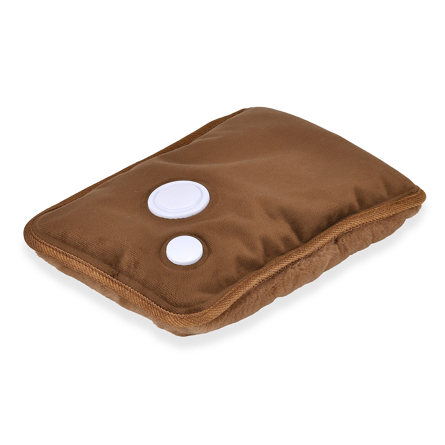 Electric Hot Water Bottle with Soft Plush Cover - Beige