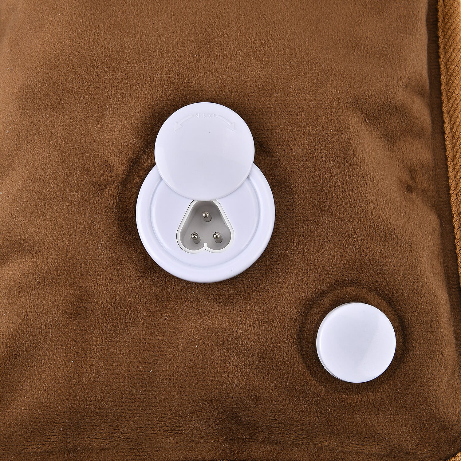 Electric Hot Water Bottle with Soft Plush Cover - Beige