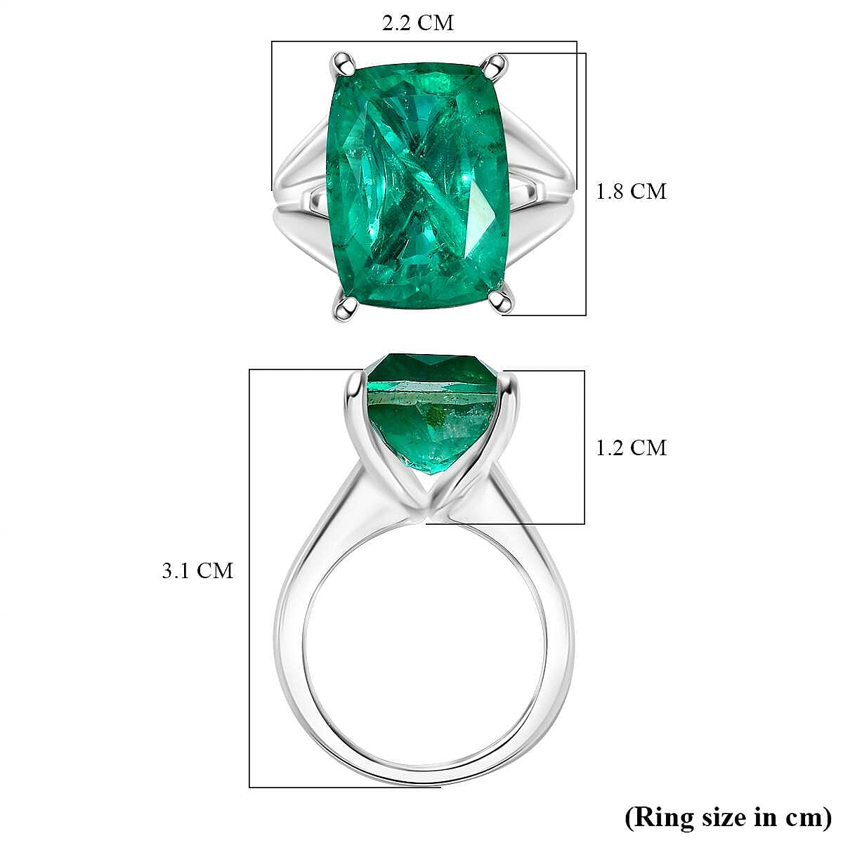 Emeraldine Quartz Solitaire Ring in Rhodium Overlay Sterling Silver 11.90 Ct, Silver Wt. 6.80 GM