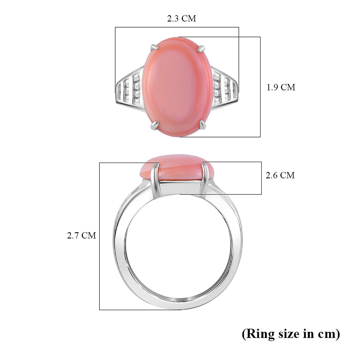 Queen Conch Shell & Zircon Ring in Rhodium Overlay Sterling Silver 10.27 Ct. Queen Conch Shell & Zircon Ring in Rhodium Overlay Sterling Silver 10.27 Ct.