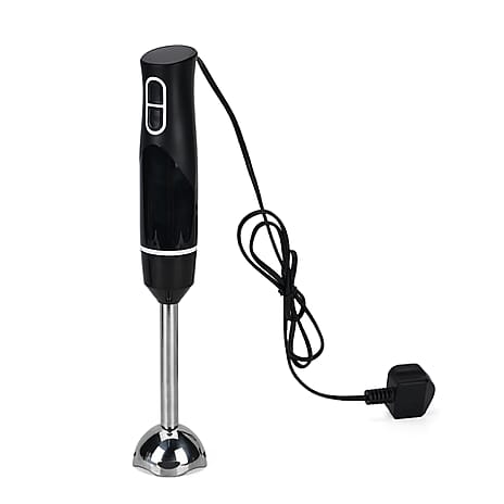 3 in 1 Handheld Multifunctional Blender; Includes a food blender, chopper, beaker and whisk; Equipped with a powerful high speed motor, stainless steel blades and 2 speed adjustable settings