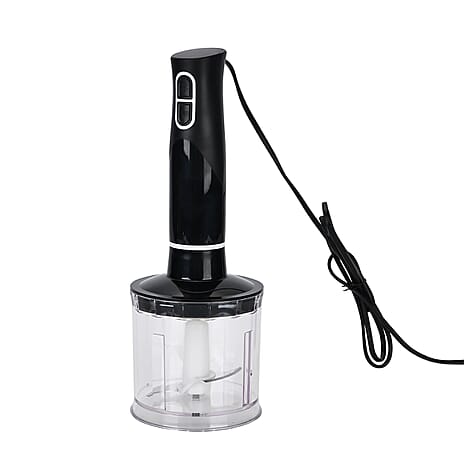3 in 1 Handheld Multifunctional Blender; Includes a food blender, chopper, beaker and whisk; Equipped with a powerful high speed motor, stainless steel blades and 2 speed adjustable settings