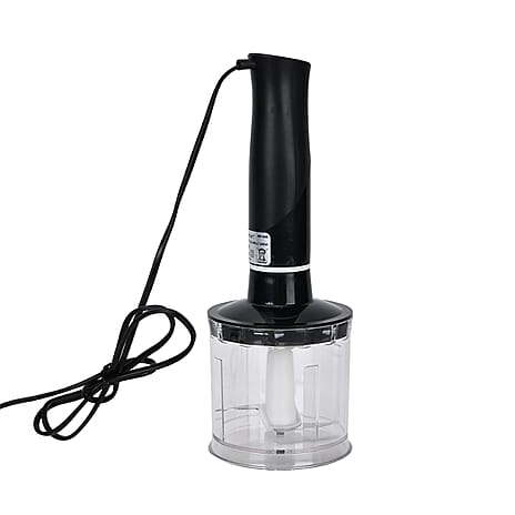 3 in 1 Handheld Multifunctional Blender; Includes a food blender, chopper, beaker and whisk; Equipped with a powerful high speed motor, stainless steel blades and 2 speed adjustable settings