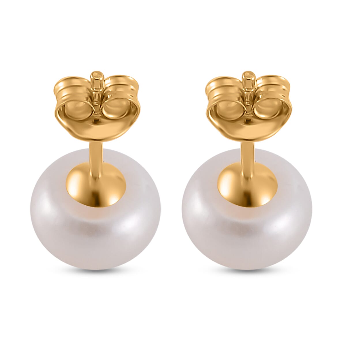 Close Out Deal- White Fresh Water Pearl Stud Push Back Earring in 18K Vermeil Yellow Gold Plated Sterling Silver 7.70 Ct. Close Out Deal- White Fresh Water Pearl Stud Push Back Earring in 18K Vermeil Yellow Gold Plated Sterling Silver 7.70 Ct.