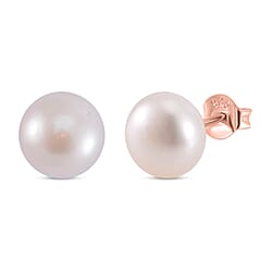Close Out Deal- White Fresh Water Pearl Stud Push Back Earring in 18K Vermeil Yellow Gold Plated Sterling Silver 7.70 Ct.