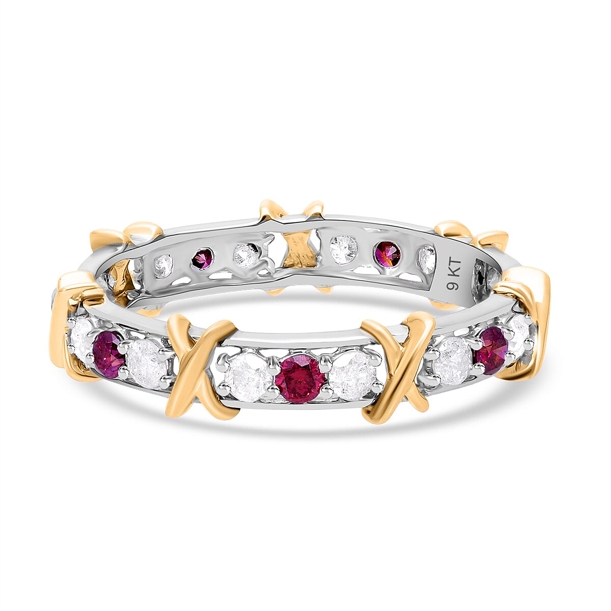 Rare Purple Diamond and White Diamond Ring in 9K Yellow & White Gold Ring 1.00 Cts