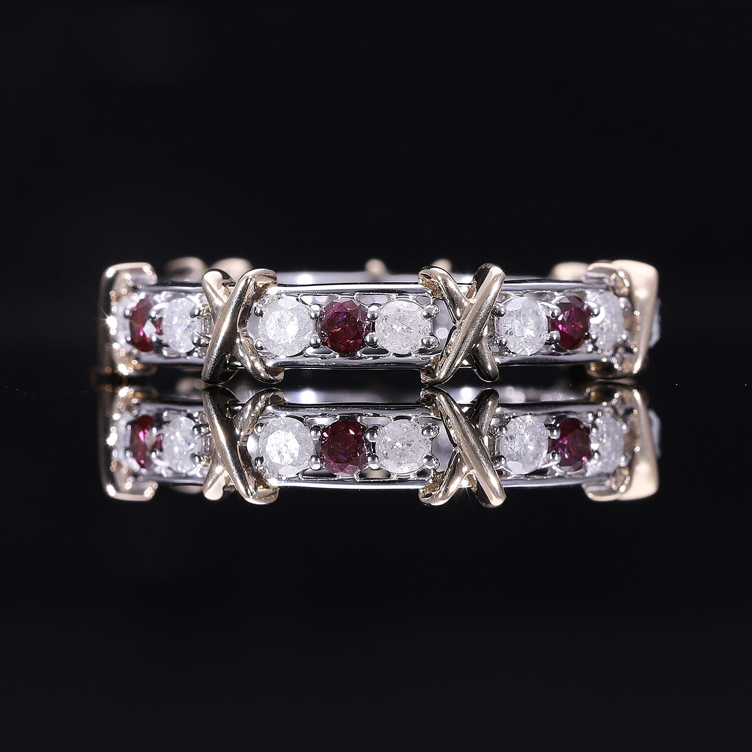 Rare Purple Diamond and White Diamond Ring in 9K Yellow & White Gold Ring 1.00 Cts