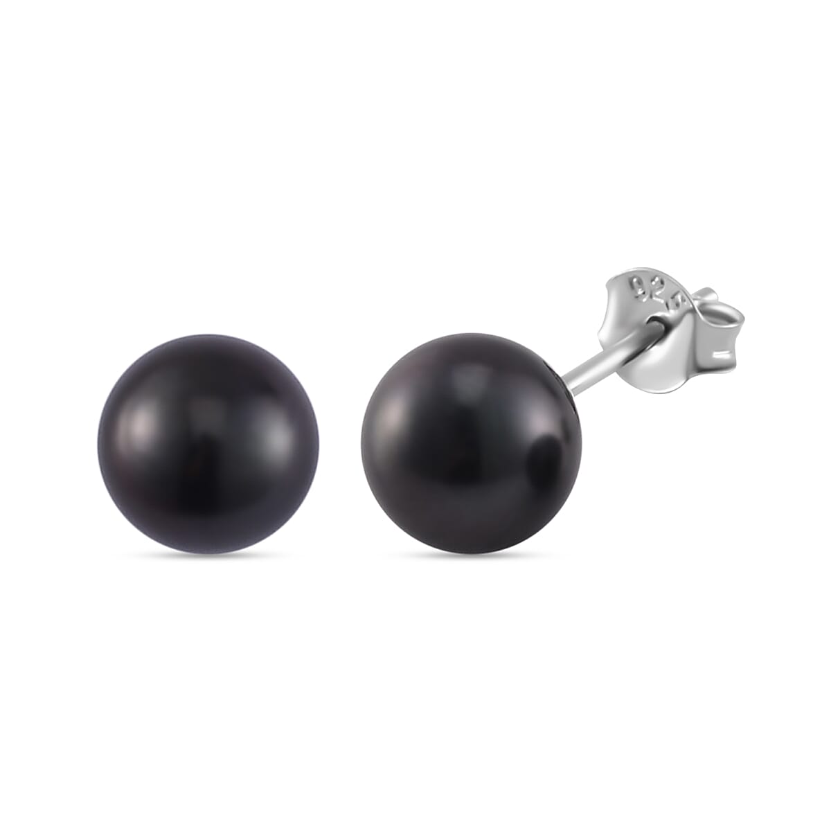 Exclisive Rare Tahitian Pearl Solitaire Stud Earrings in Rhodium Overlay Sterling Silver 16.30 Ct