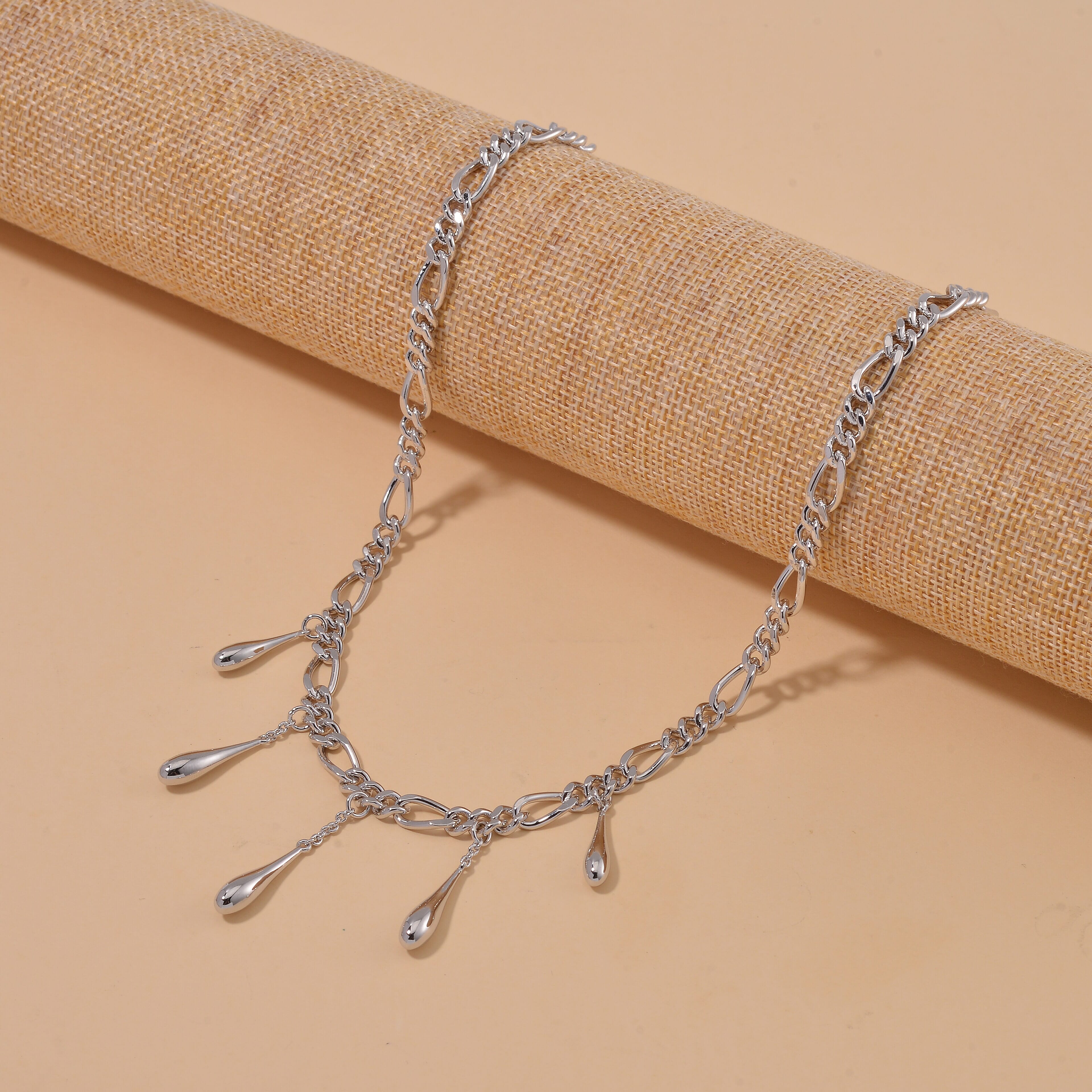 Lucy Q Figaro Drip Collection - Rhodium Overlay Sterling Silver Necklace (Size - 20), Silver Wt. 34 Gms