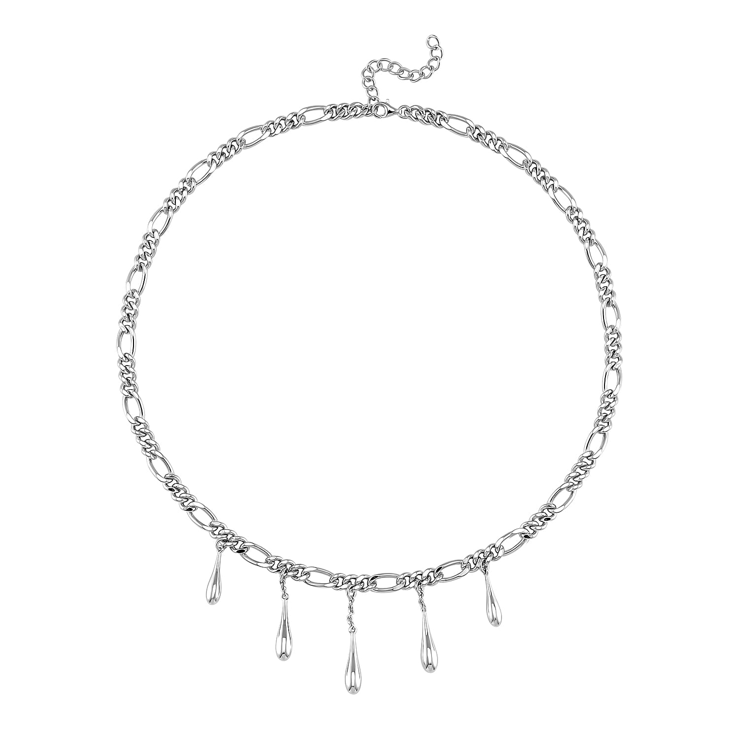 Lucy Q Figaro Drip Collection - Rhodium Overlay Sterling Silver Necklace (Size - 20), Silver Wt. 34 Gms