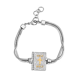Stainless Steel Bible Book Charms  Bracelet (Size - 7.5)