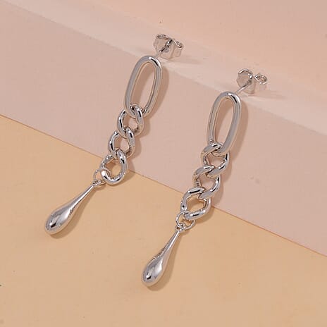 Lucy Q Figaro Drip Collection - Rhodium Overlay Sterling Silver Drop Earrings, Silver Wt. 5.52 Gms