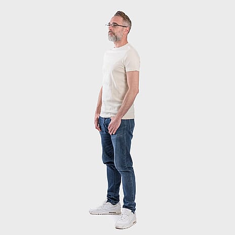 100% Cotton Relax Your Mind Printed Mens T-Shirt (Size M) - Off White