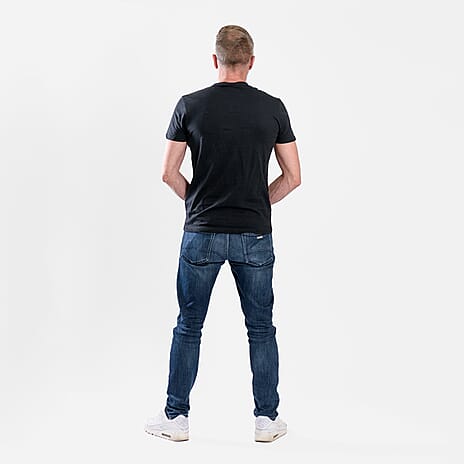100% Cotton Relax Your Mind Printed Mens T-Shirt (Size XL) - Black