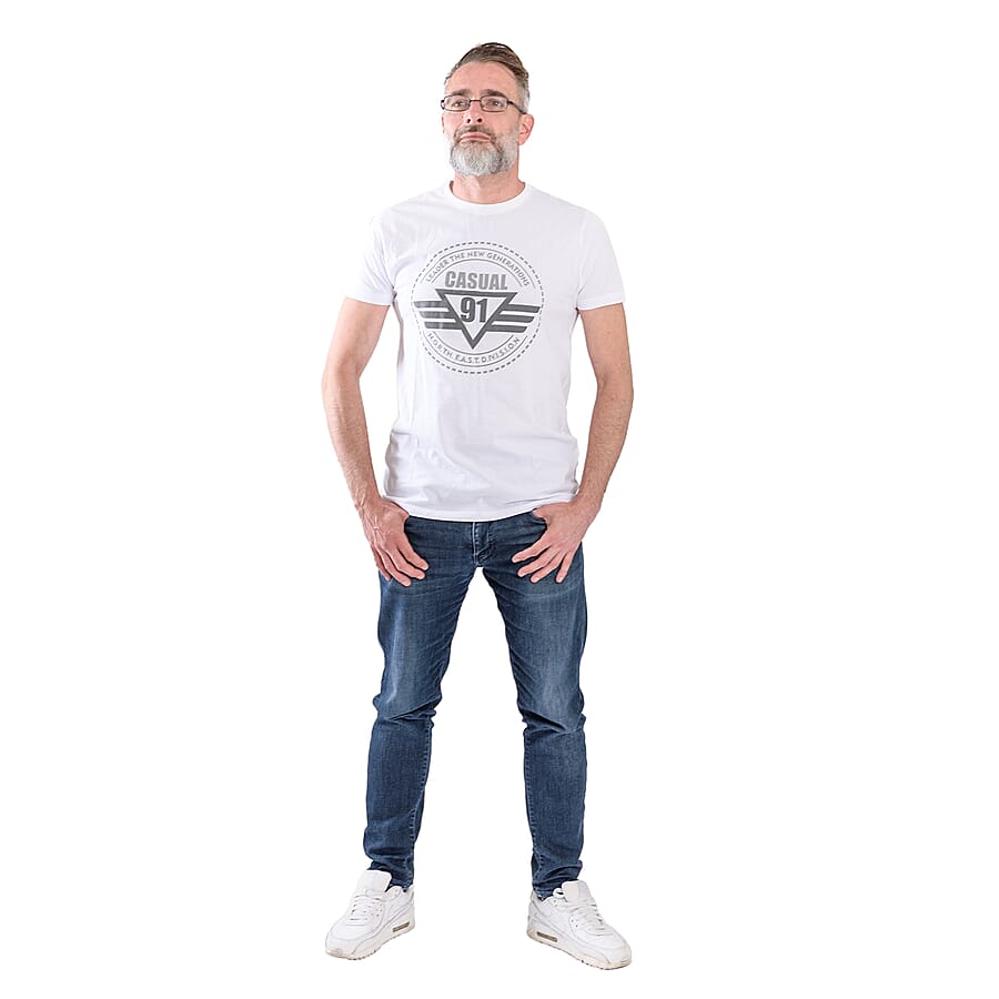 Casual Mens Print T-Shirt - White