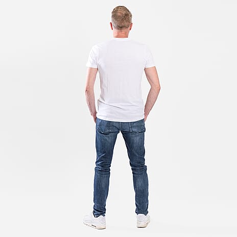 100% Cotton Printed Casual Mens T-Shirt (Size L) - White