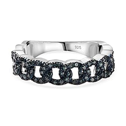 Diamond Band Ring in Rhodium Overlay Sterling Silver