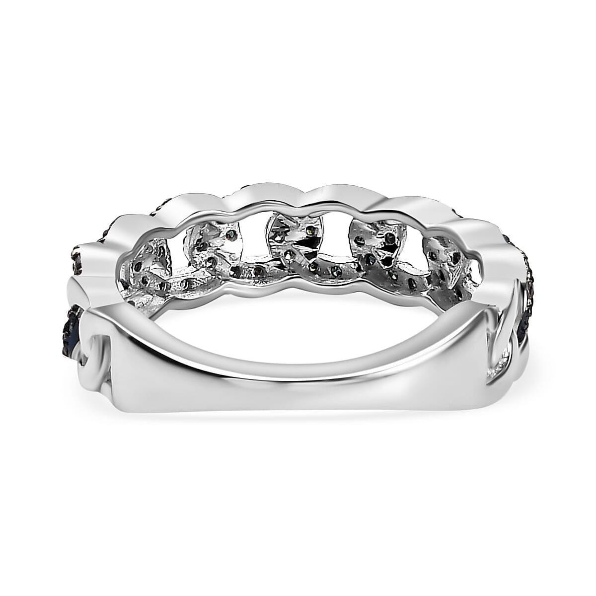 Diamond Band Ring in Rhodium Overlay Sterling Silver Diamond Band Ring in Rhodium Overlay Sterling Silver