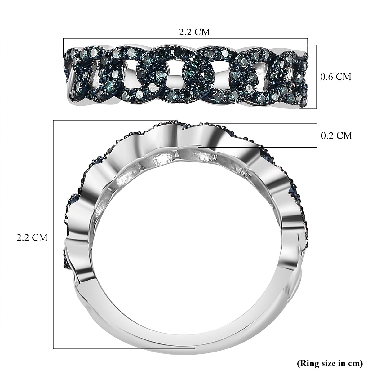 Diamond Band Ring in Rhodium Overlay Sterling Silver Diamond Band Ring in Rhodium Overlay Sterling Silver