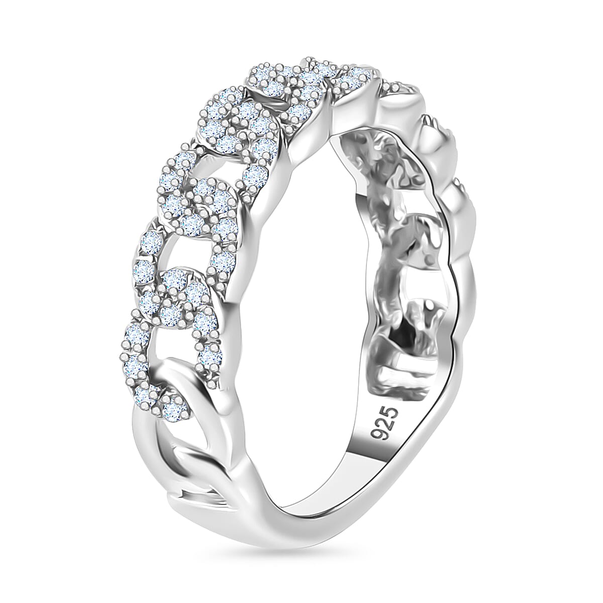 Diamond Band Ring in Rhodium Overlay Sterling Silver