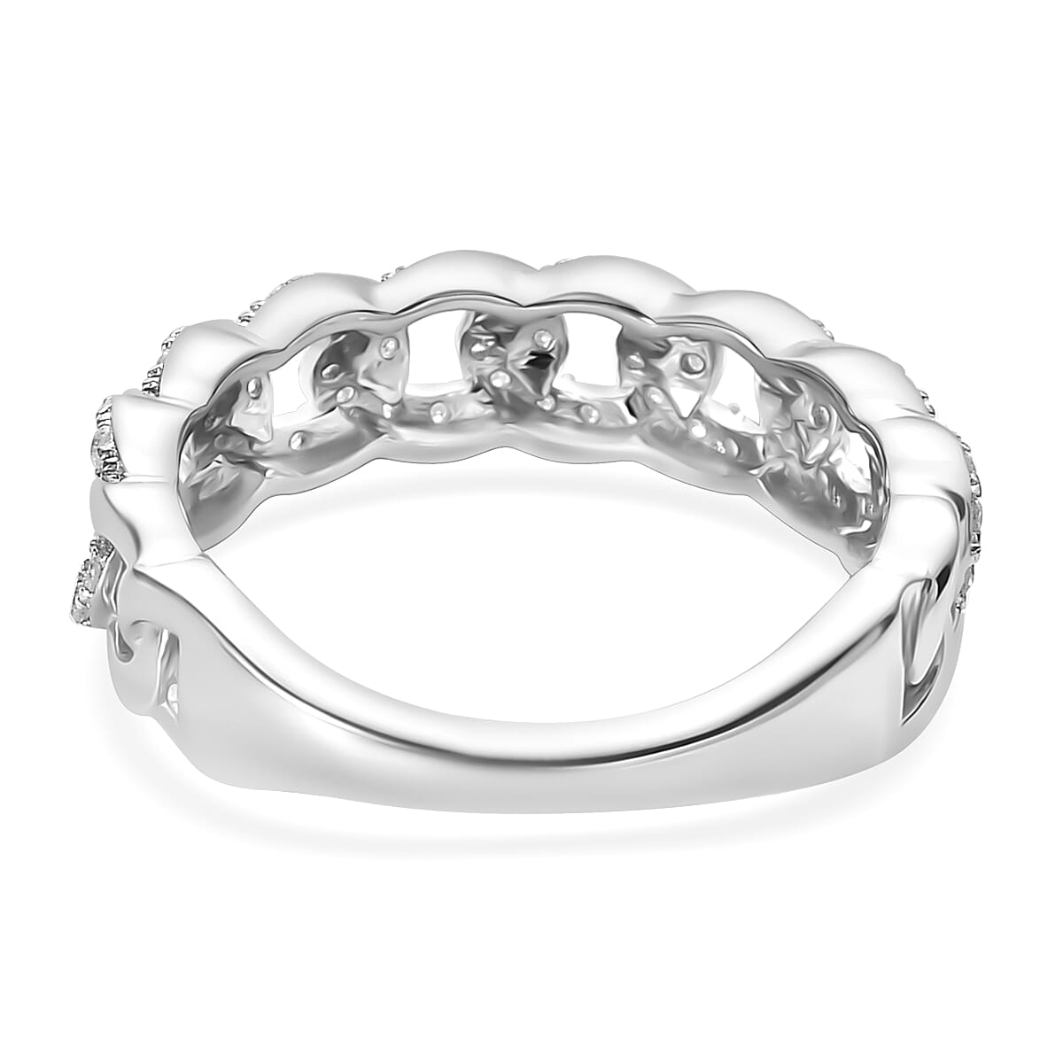 Diamond Band Ring in Rhodium Overlay Sterling Silver