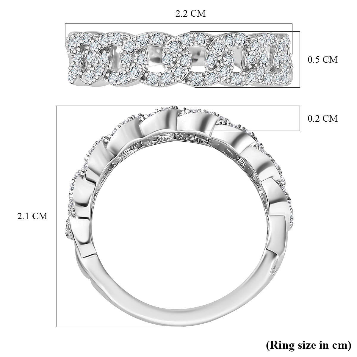 Diamond Band Ring in Rhodium Overlay Sterling Silver