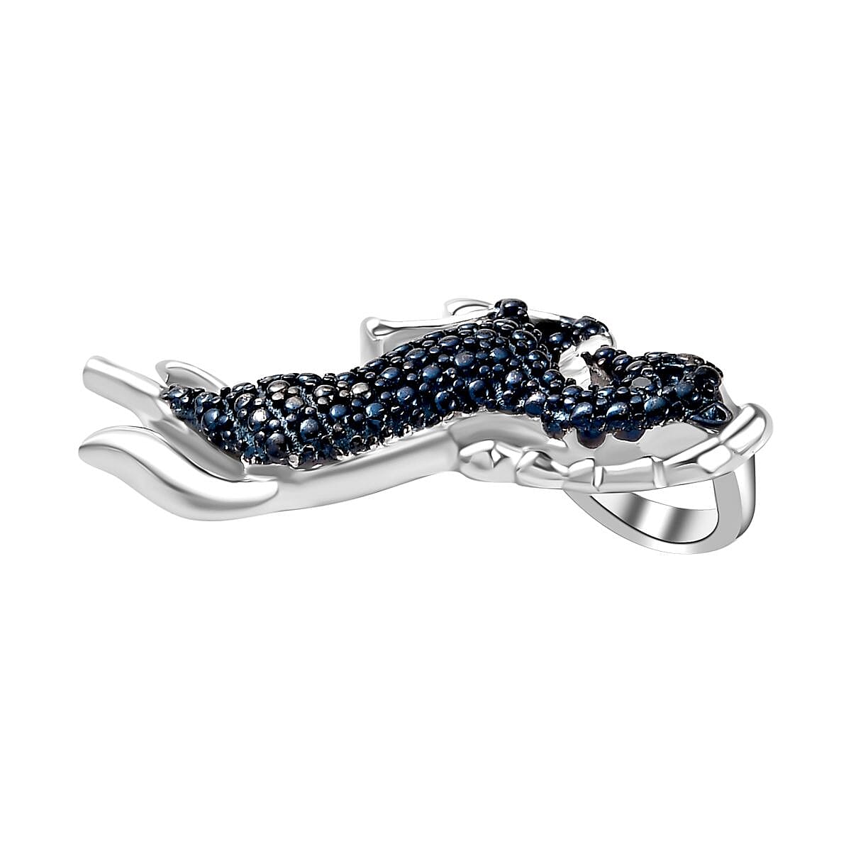 Blue Diamond Horse Pendant in Rhodium Overlay Sterling Silver