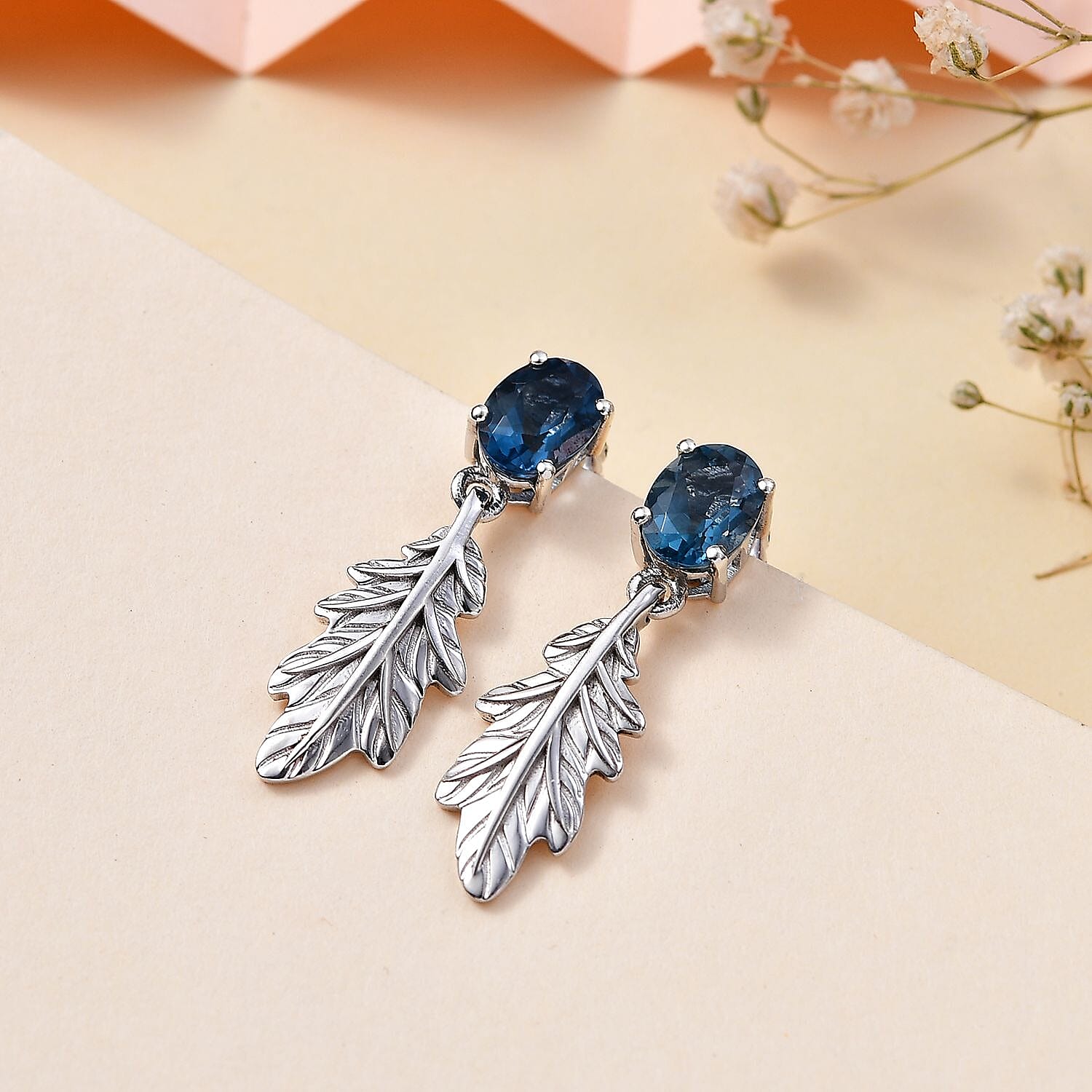 Belgian Teal Fluorite Dangling Earring in Rhodium Overlay Sterling Silver 2.94 ct