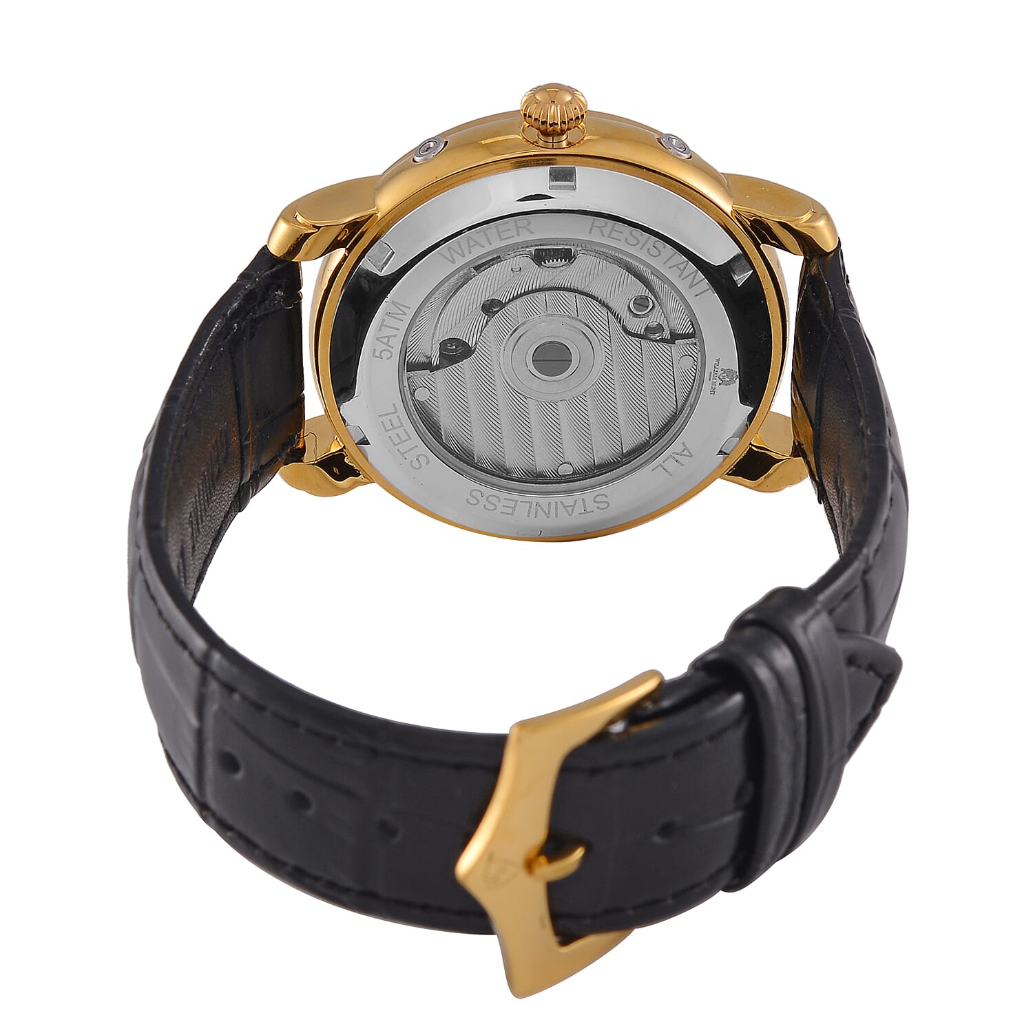 LIMITED EDITION William Hunt London Automatic Movement 5 ATM WR Moon Phase Watch With Black Leather Strap