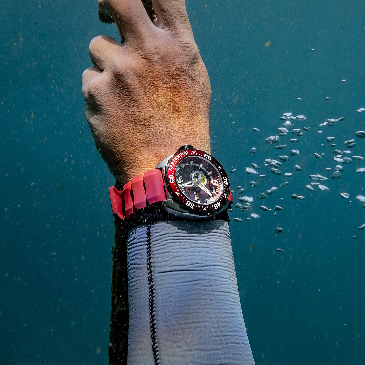 NUBEO Digital Mens Watch in Stainless Steel - Red