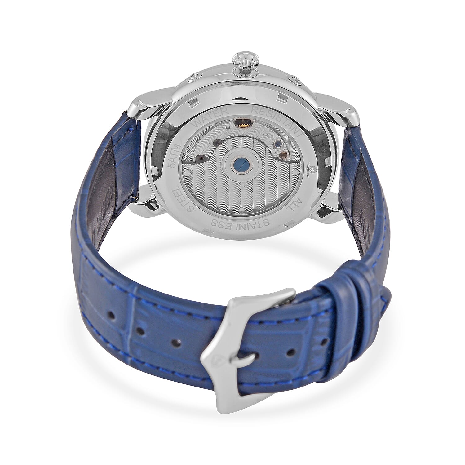 William Hunt Automatic Movt. 5ATM WR Blue Dial Watch with Blue Genuine Leather Strap