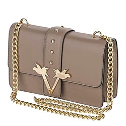 19V69 ITALIA by Alessandro Versace Leatherette Crossbody Bag with Magnetic Clasp Closure and Chain Strap - Black