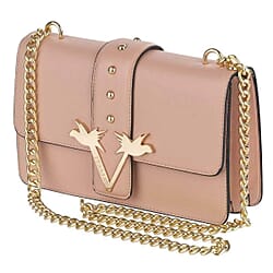 19V69 ITALIA by Alessandro Versace Leatherette Crossbody Bag with Magnetic Clasp Closure and Chain Strap - Black