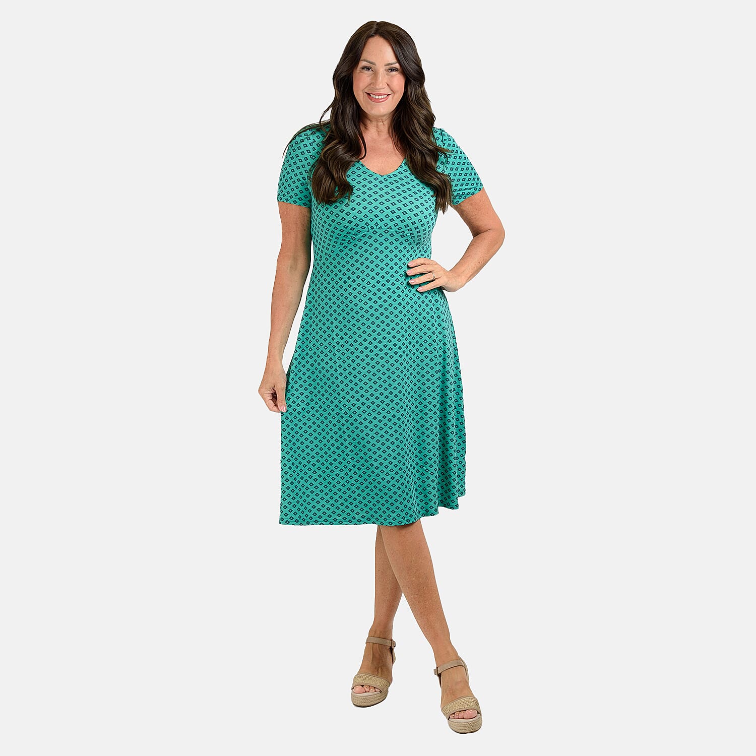 Polyester Woven Dress (Size 1x1 cm) - Jade