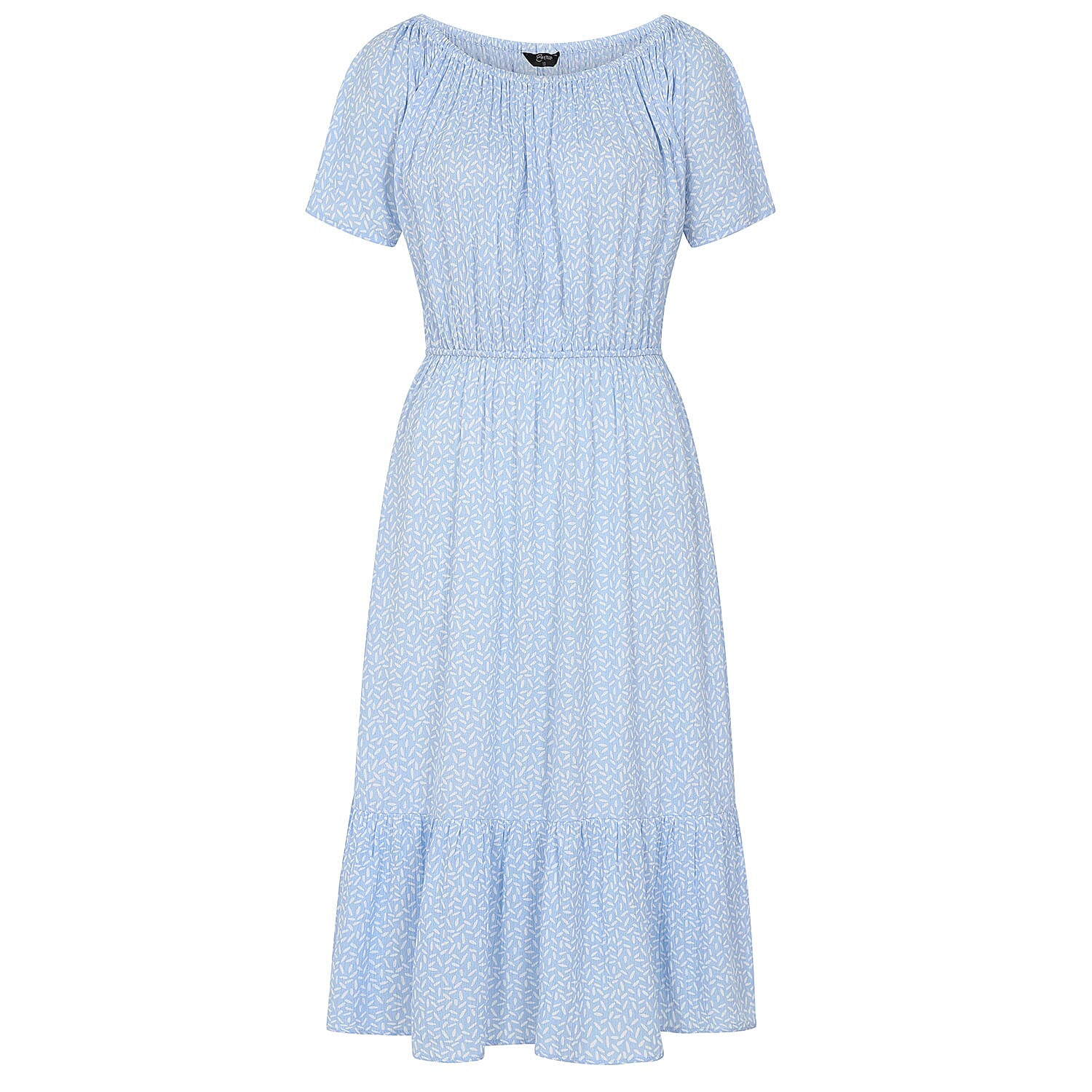 Emreco Off Shoulder Print Midi Dress - Multi Blue