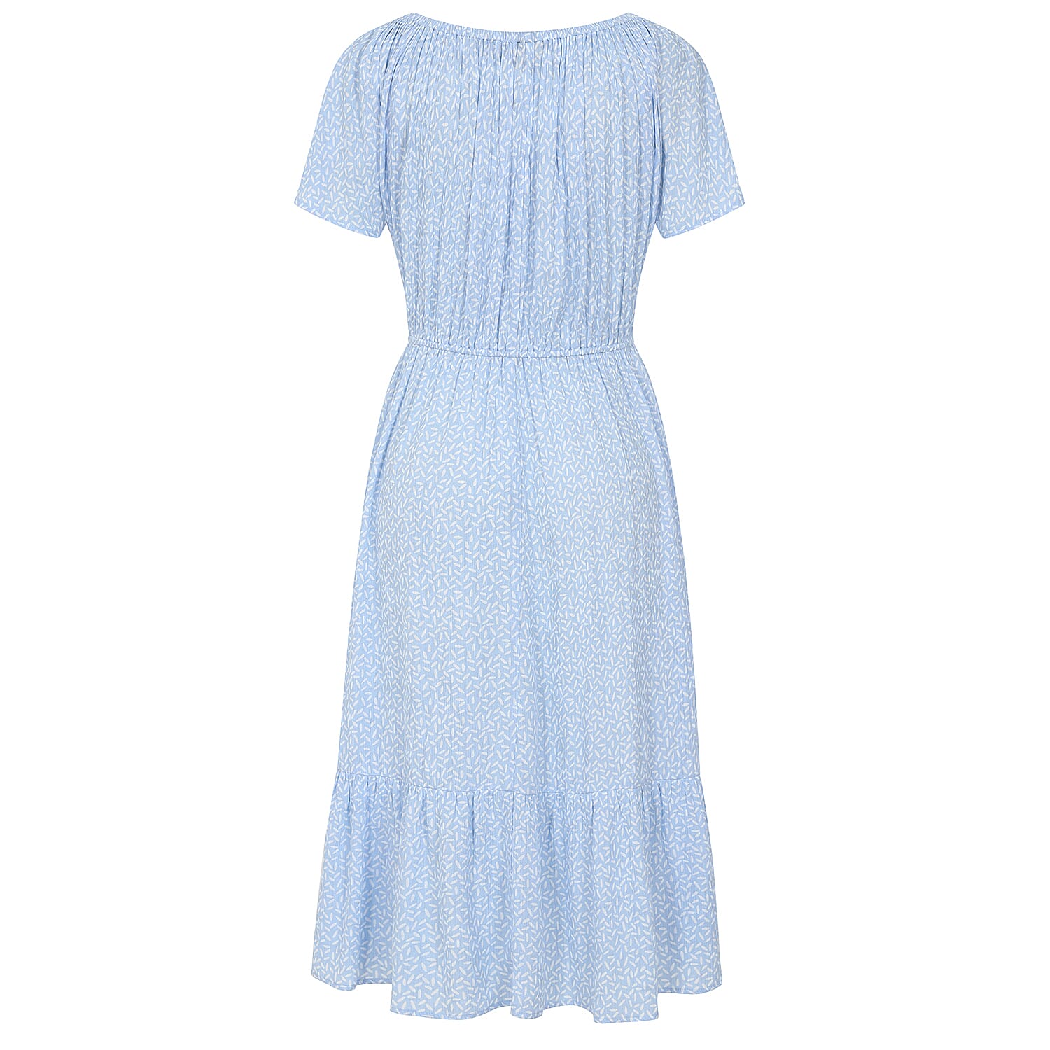 Emreco Off Shoulder Print Midi Dress - Multi Blue