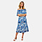 Emreco Off Shoulder Print Midi Dress - Multi Blue
